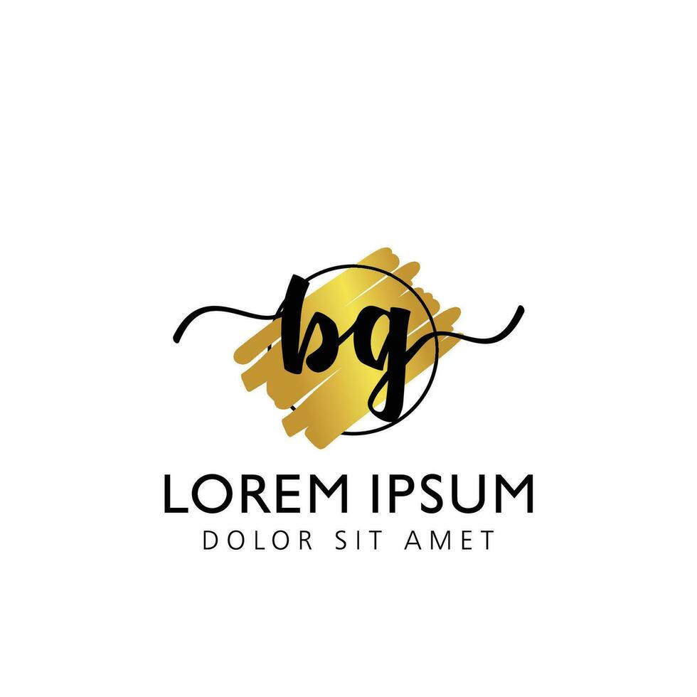 BG Initial Handwriting gold Brush Template Design vector