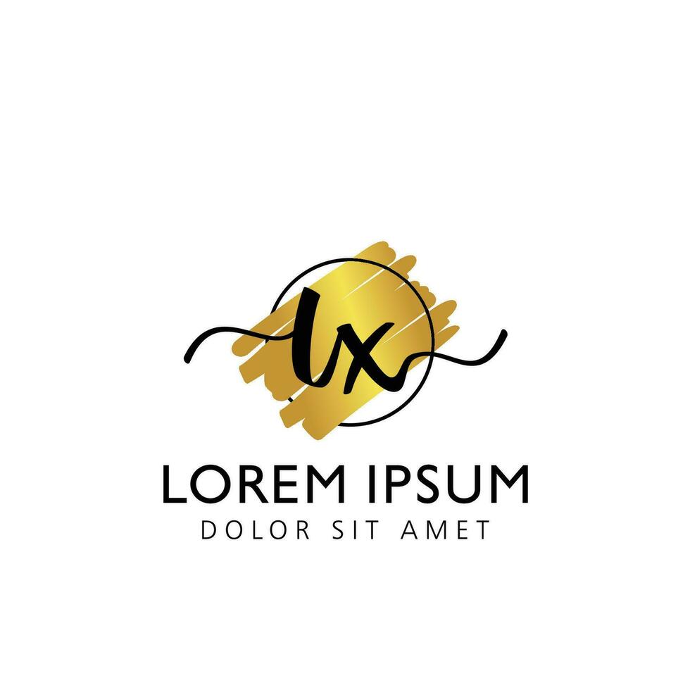 LX Initial Handwriting gold Brush Template Design vector