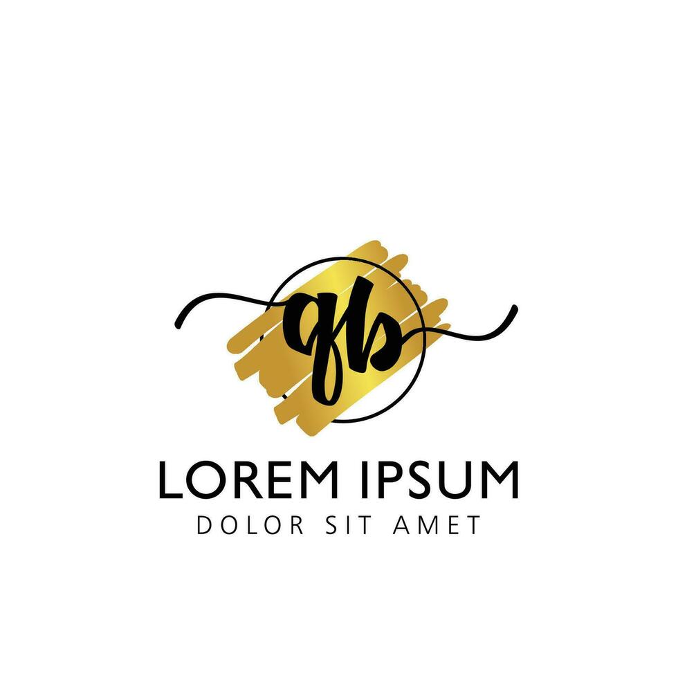QB Initial Handwriting gold Brush Template Design vector