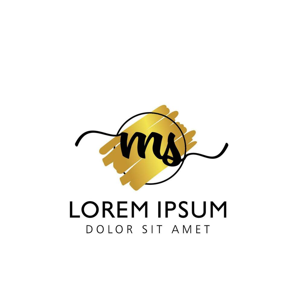 MS Initial Handwriting gold Brush Template Design vector