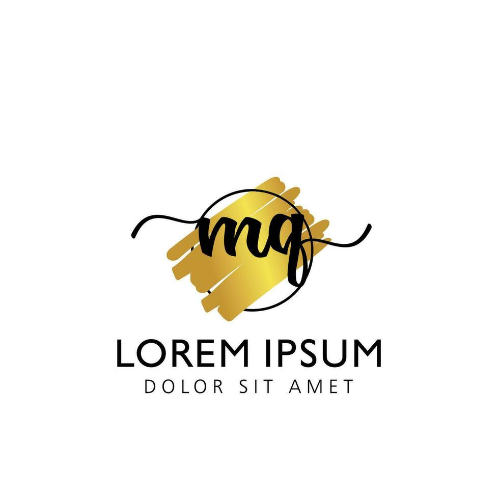 MQ Initial Handwriting gold Brush Template Design vector