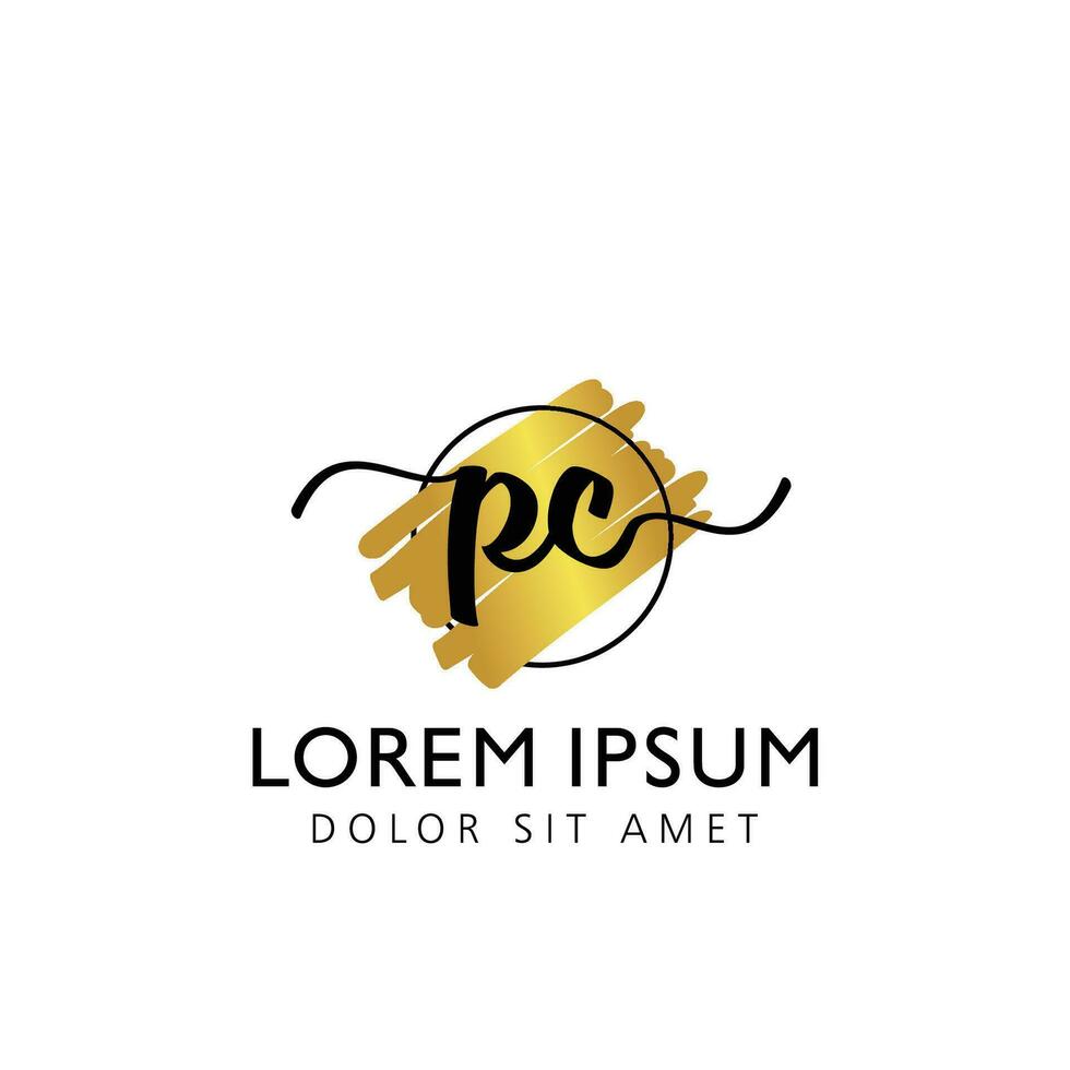 PC Initial Handwriting gold Brush Template Design vector