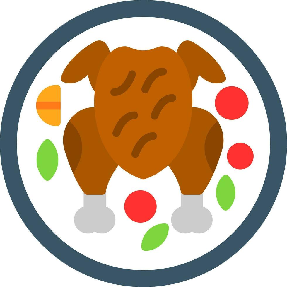 Roast Chicken Vector Icon Design