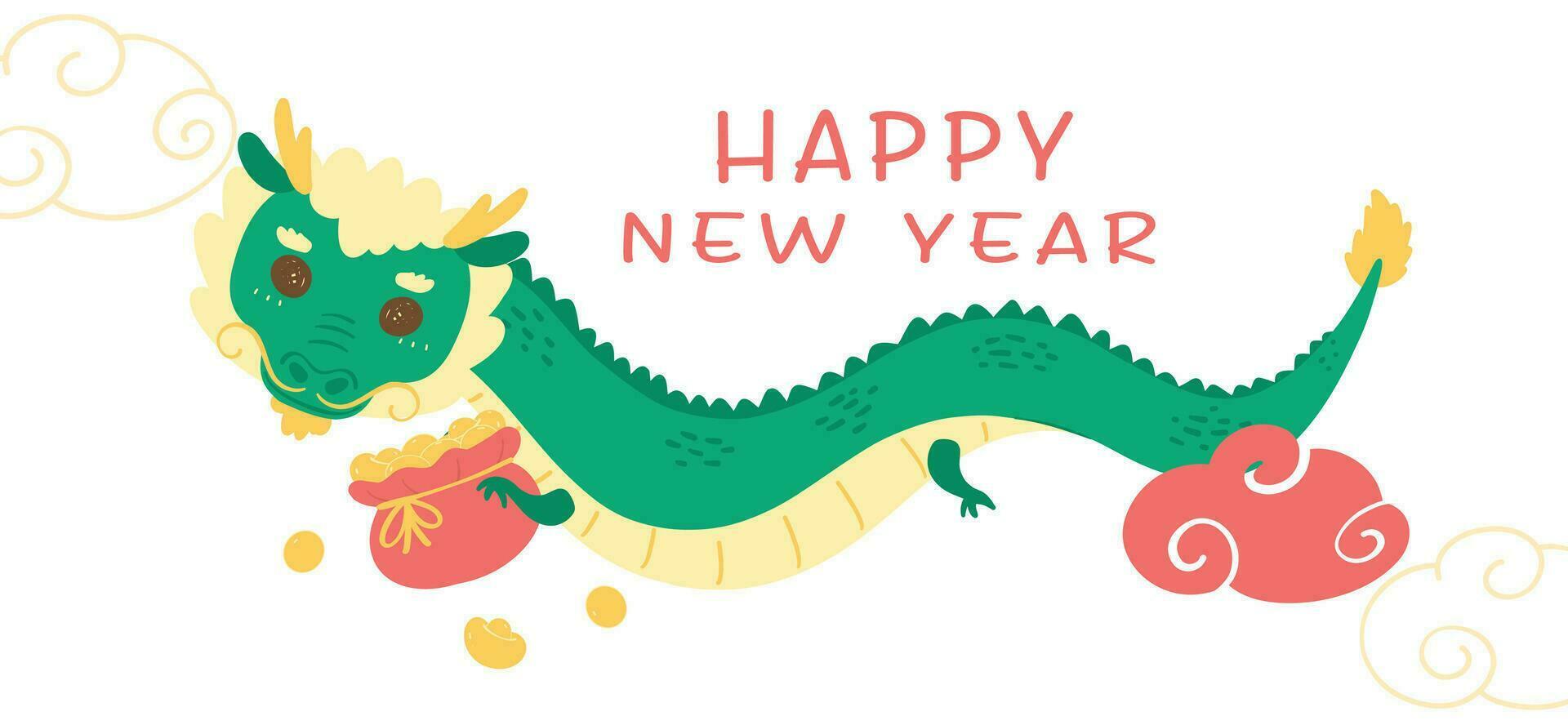 linda chino nuevo año continuar dibujos animados ilustración bandera celebracion vector