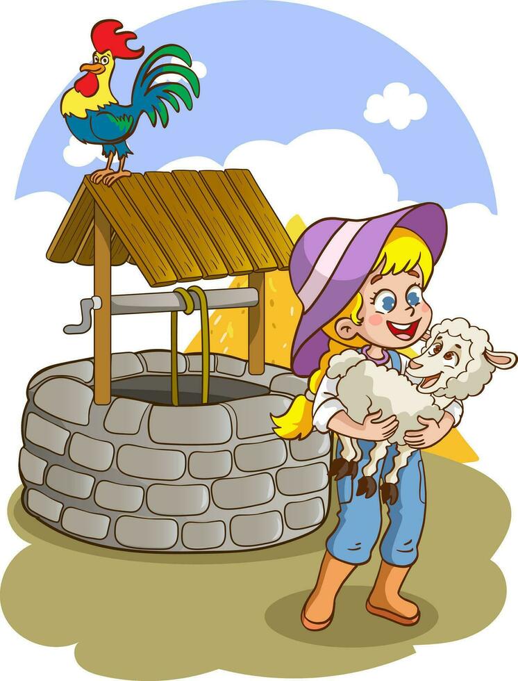 vector illustration of village boy kids