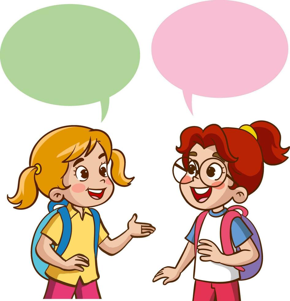 vector illustration of cute kids chatting