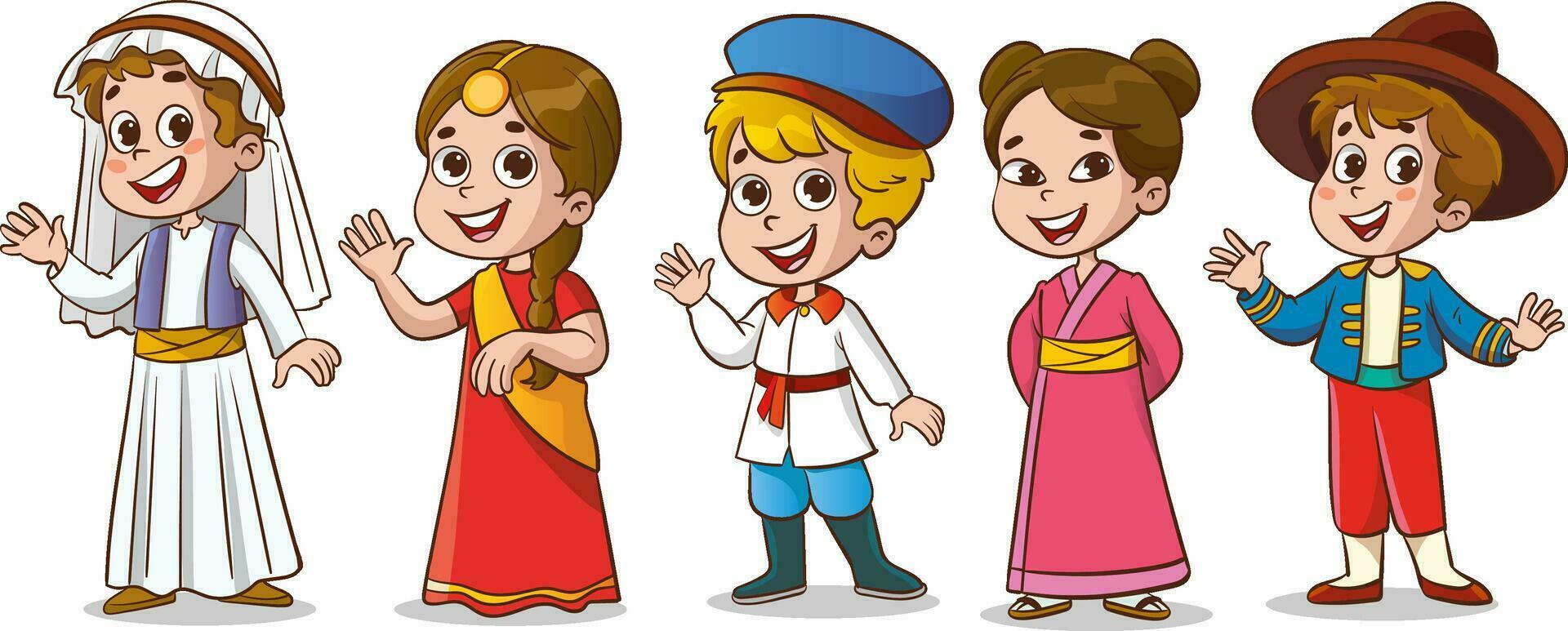vector illustration of multicultural kids