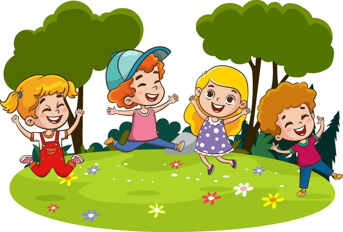 Vector Illustration Of Cartoon Children