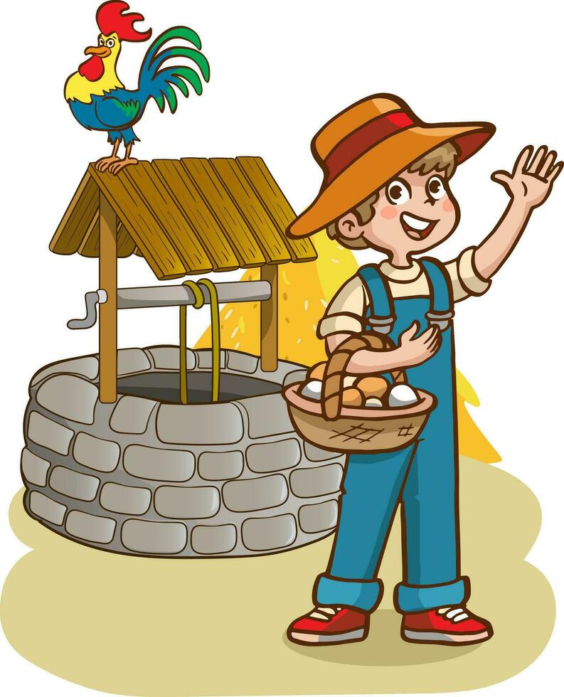vector illustration of village boy kids