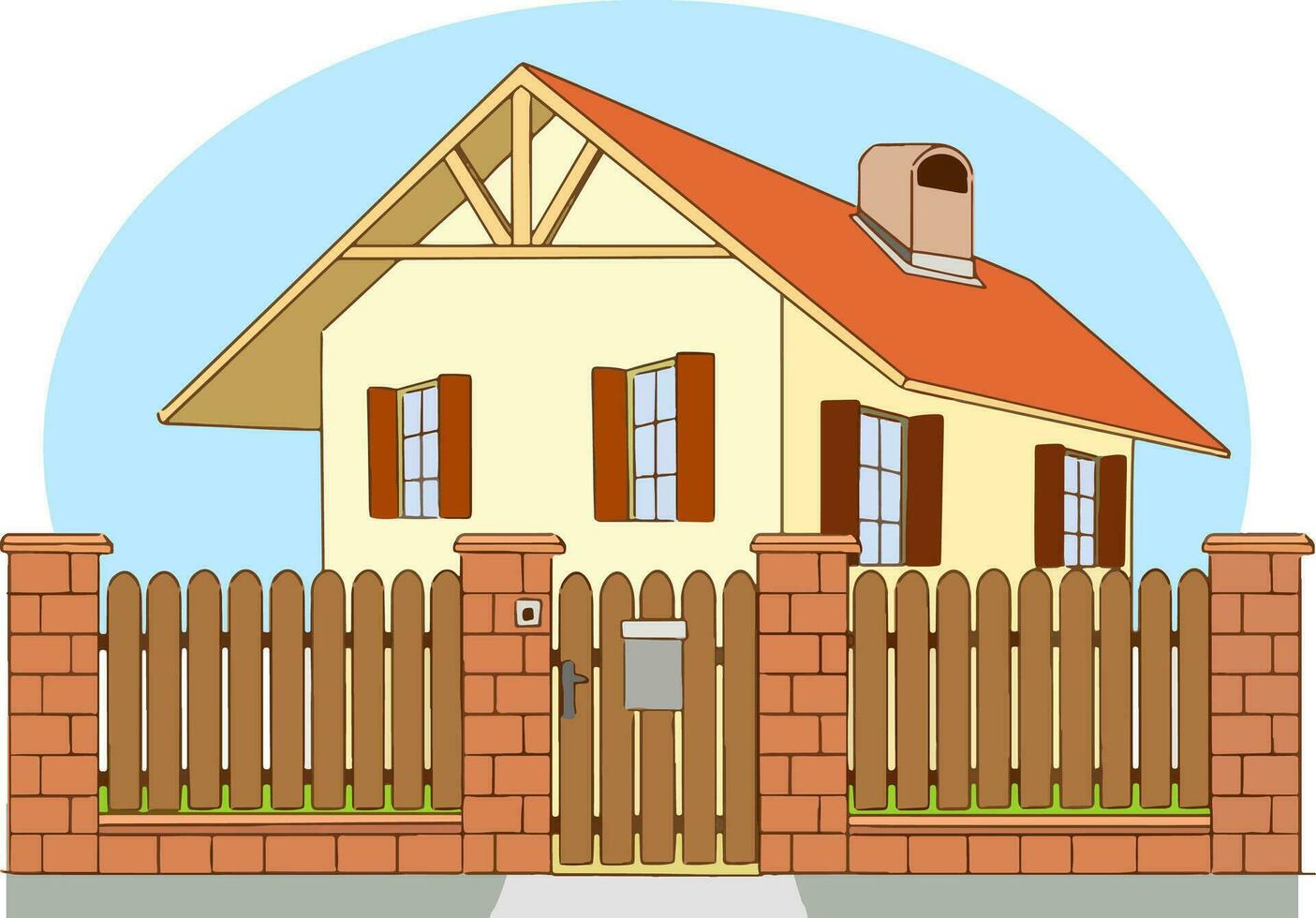 vector illustration of House with a garden