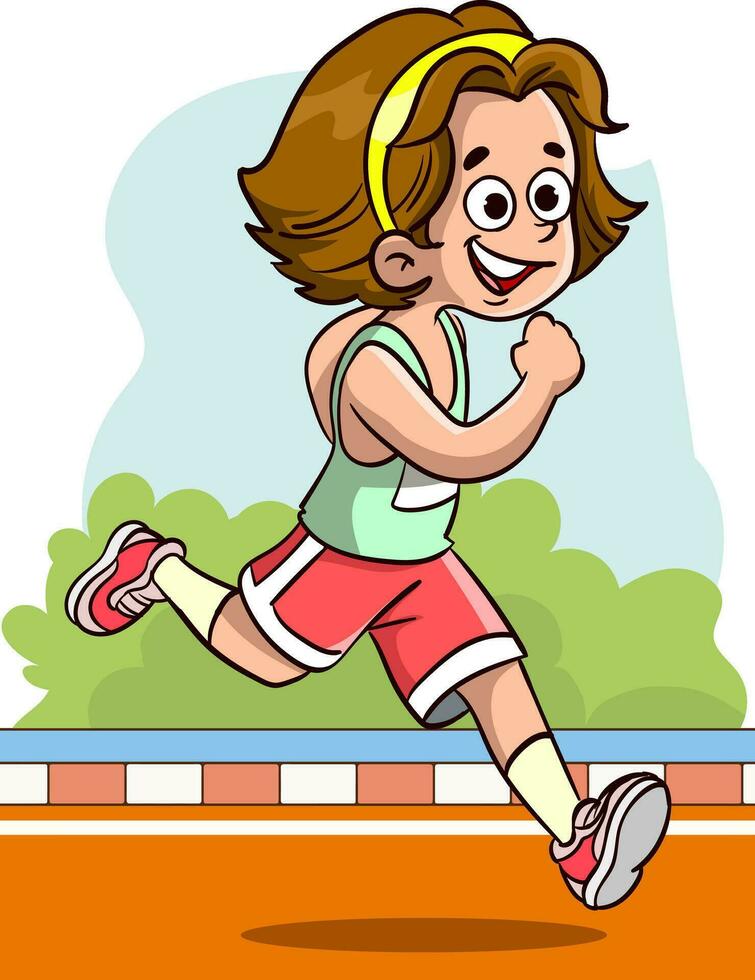 vector ilustración de niños corriendo carrera