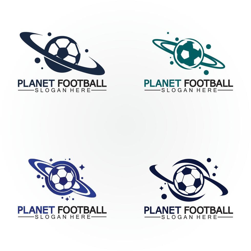 planeta fútbol americano o planeta fútbol logo vector modelo