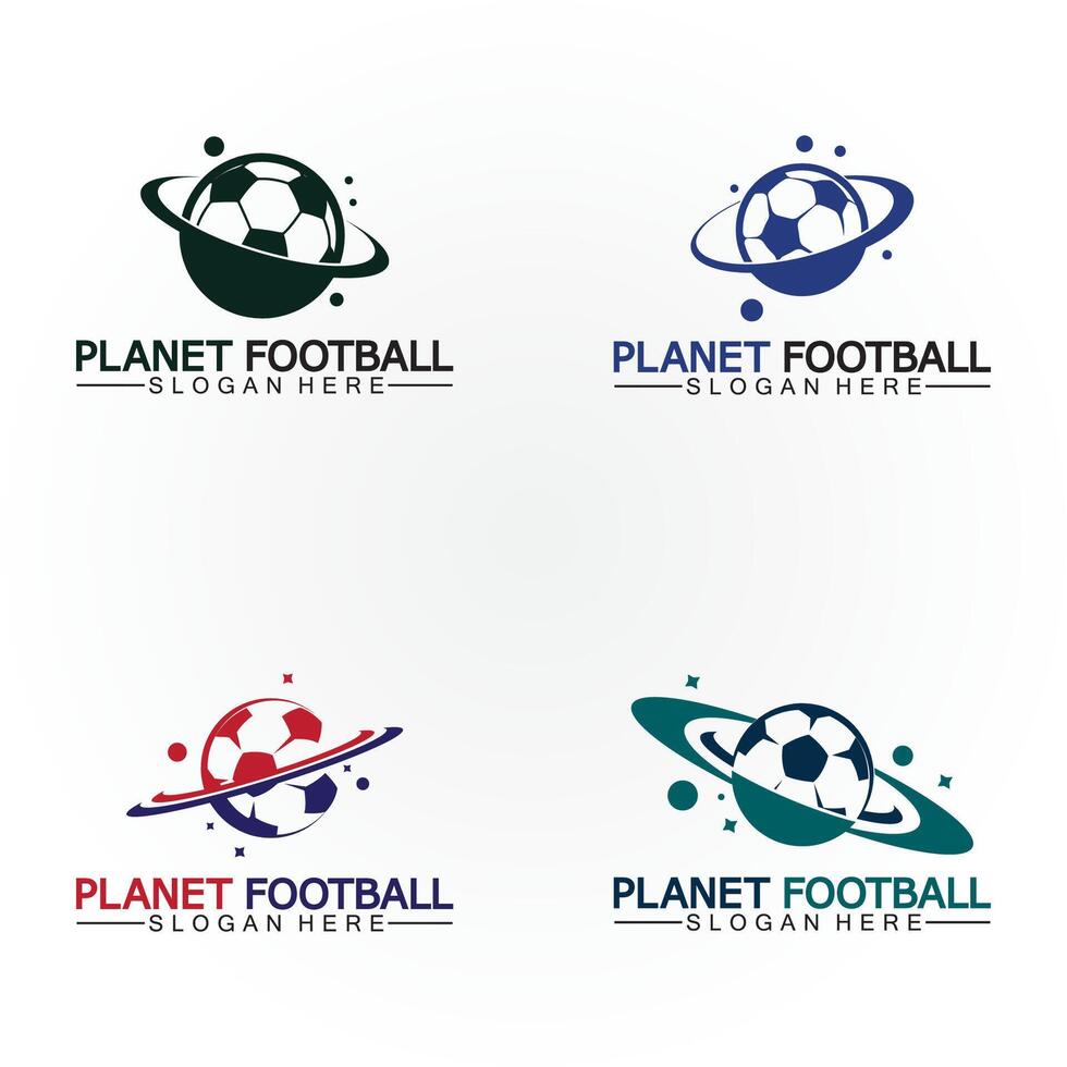 planeta fútbol americano o planeta fútbol logo vector modelo