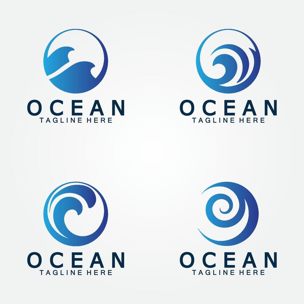 ondulado azul Oceano agua letra o Oceano ola logo diseño vector