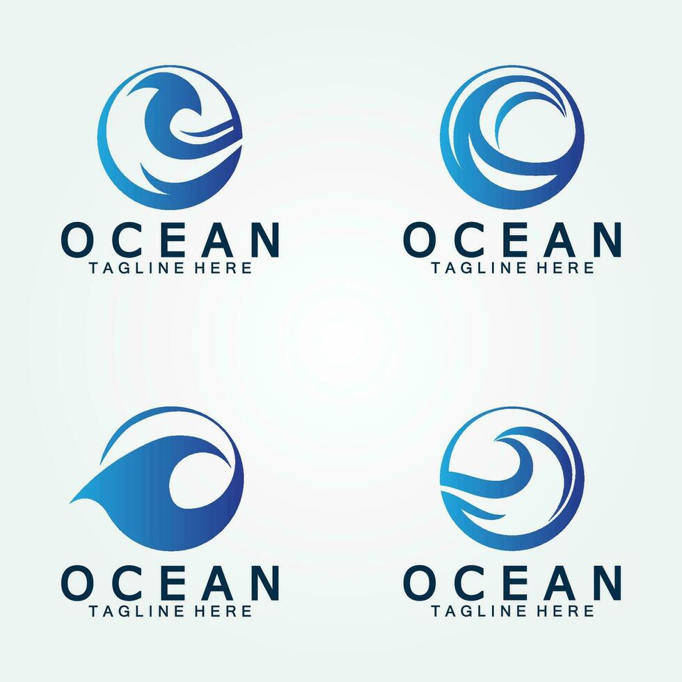 ondulado azul Oceano agua letra o Oceano ola logo diseño vector