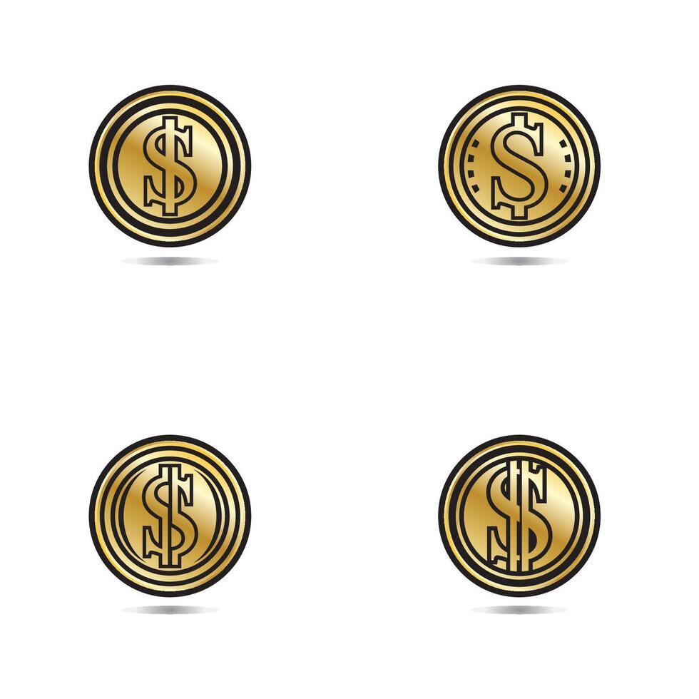 Gold coin with dollar sign illustration. vector dollar coin icon isolated on white background