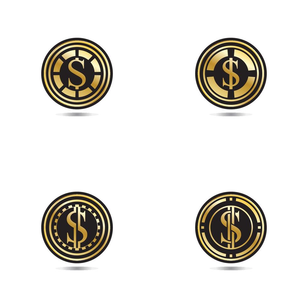 Gold coin with dollar sign illustration. vector dollar coin icon isolated on white background