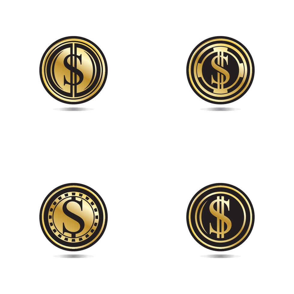 Gold coin with dollar sign illustration. vector dollar coin icon isolated on white background