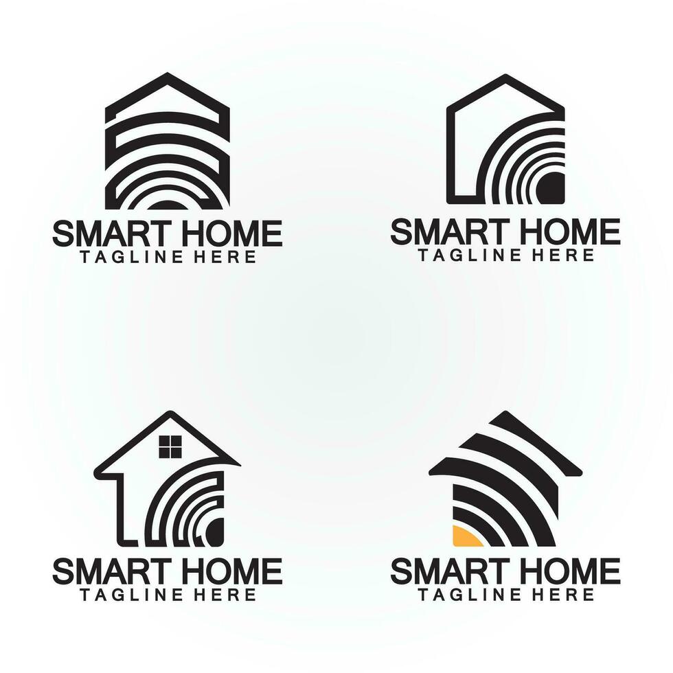 Smart Home Tech  signal wifi wireless Logo Vector design template