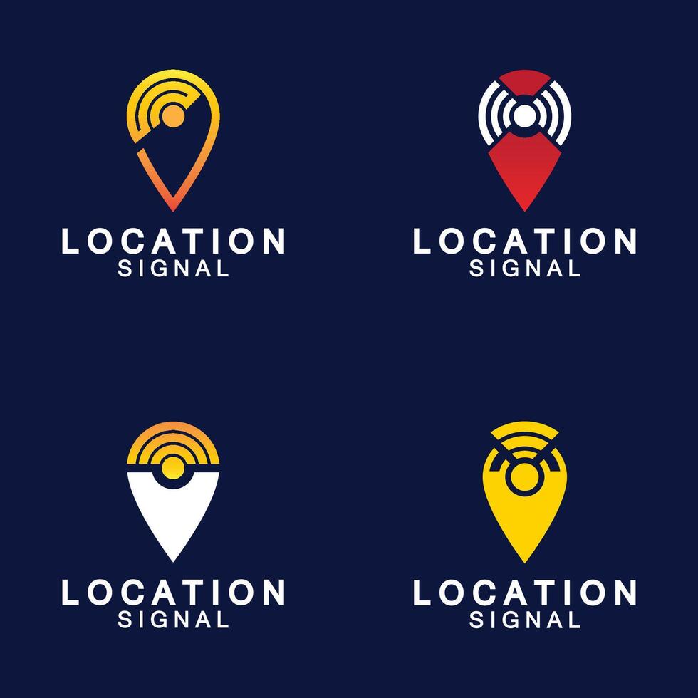 Pointer map with wifi internet signal location connection icons logo design vector