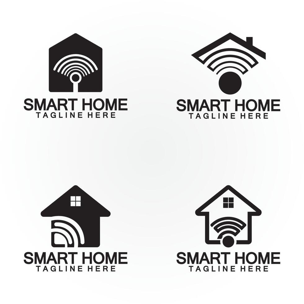 inteligente hogar tecnología señal Wifi inalámbrico logo vector diseño modelo