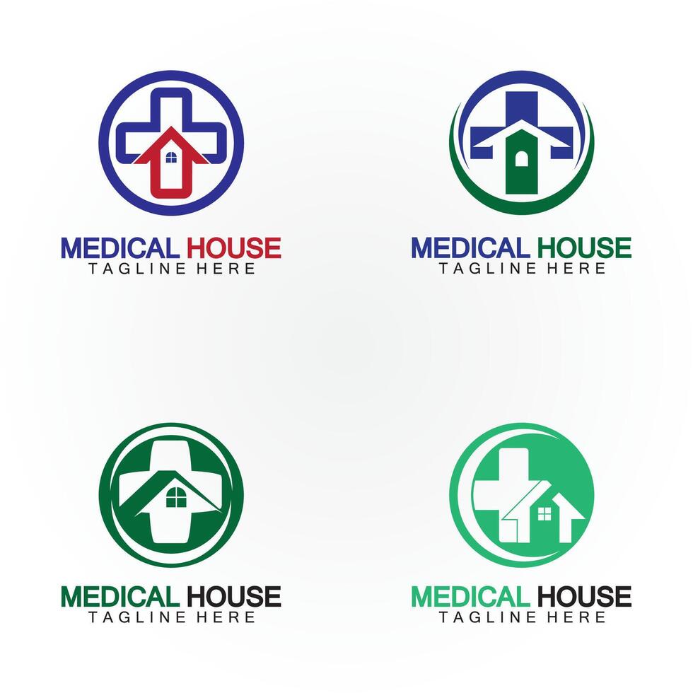 Medical house healthcare logo vector design template