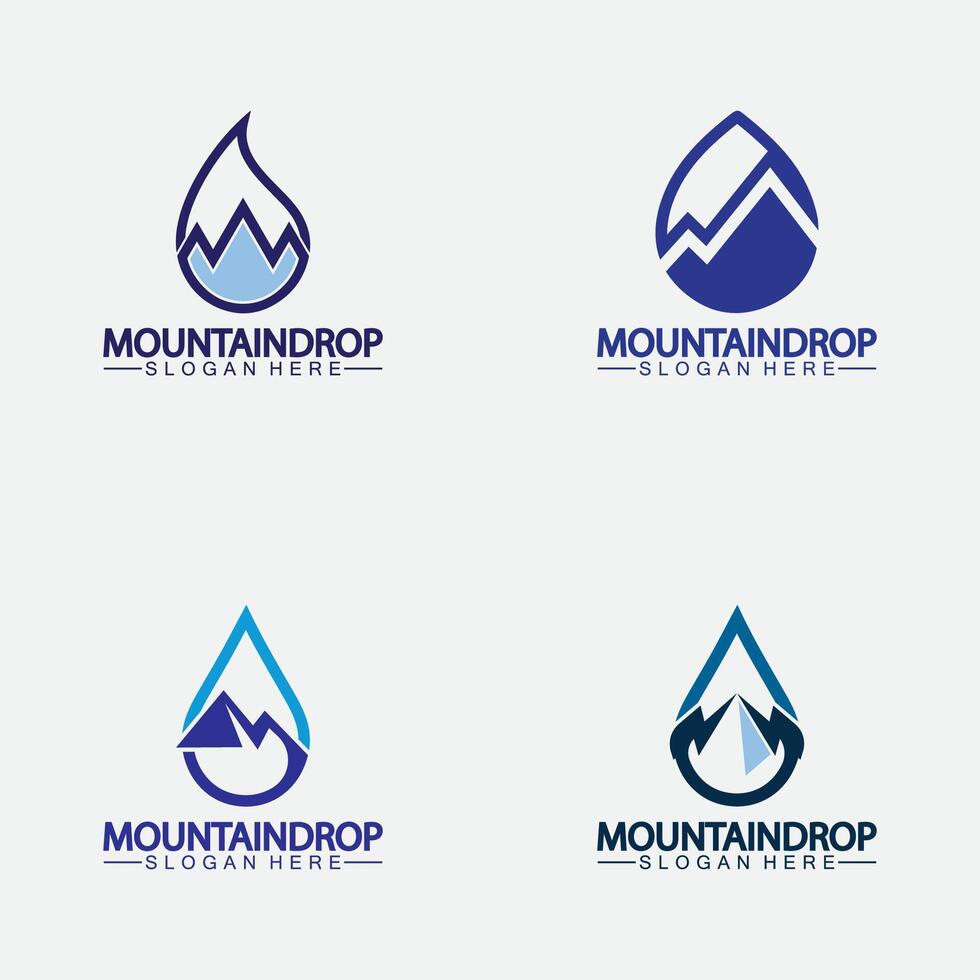 Water drop with mountain river icon Logo vector illustration for water business stock illustration