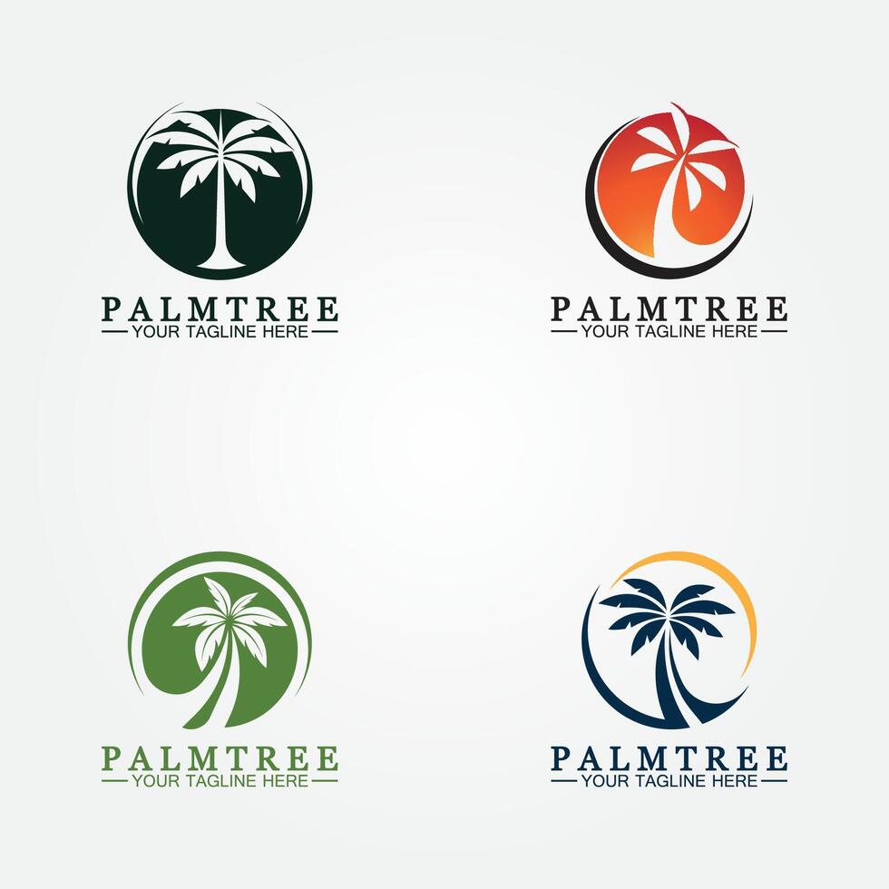 Ilustración de vector de plantilla de logotipo de verano de palmera