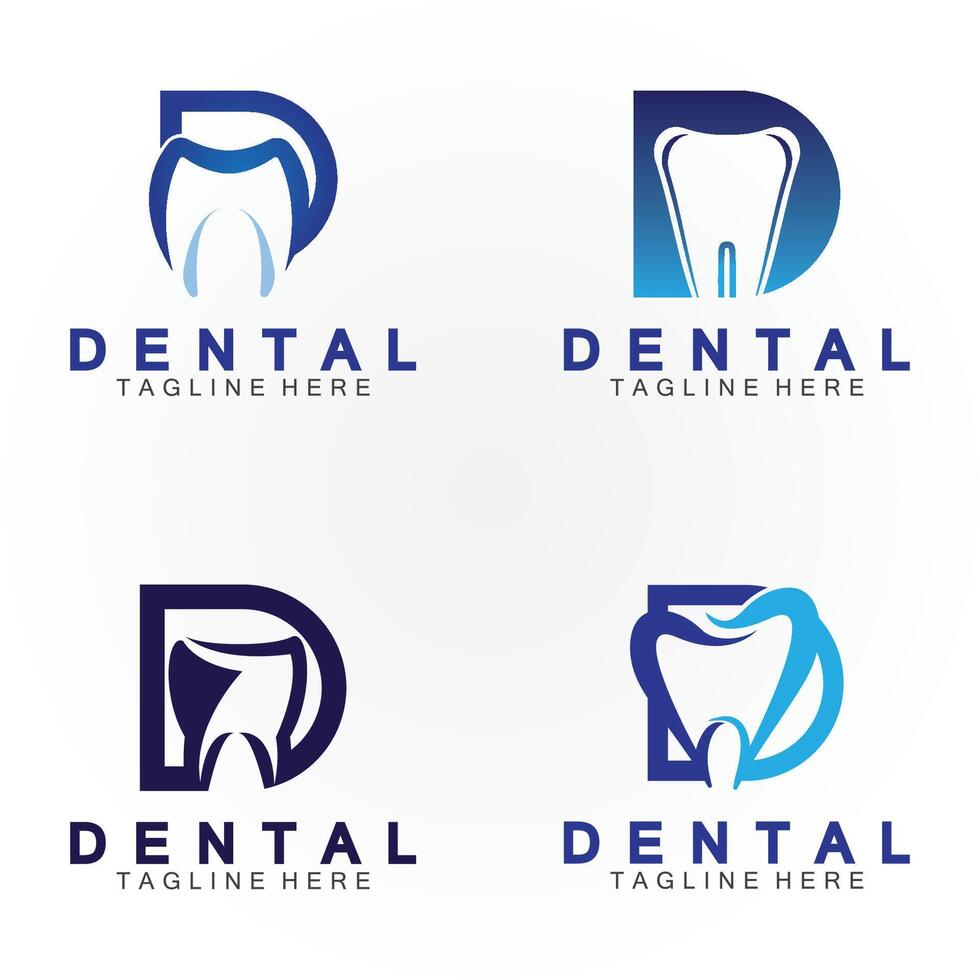 Initial D letter with Dental icon shaped inside vector logo design illustration suitable for dental health, clinic dentist, dental care.