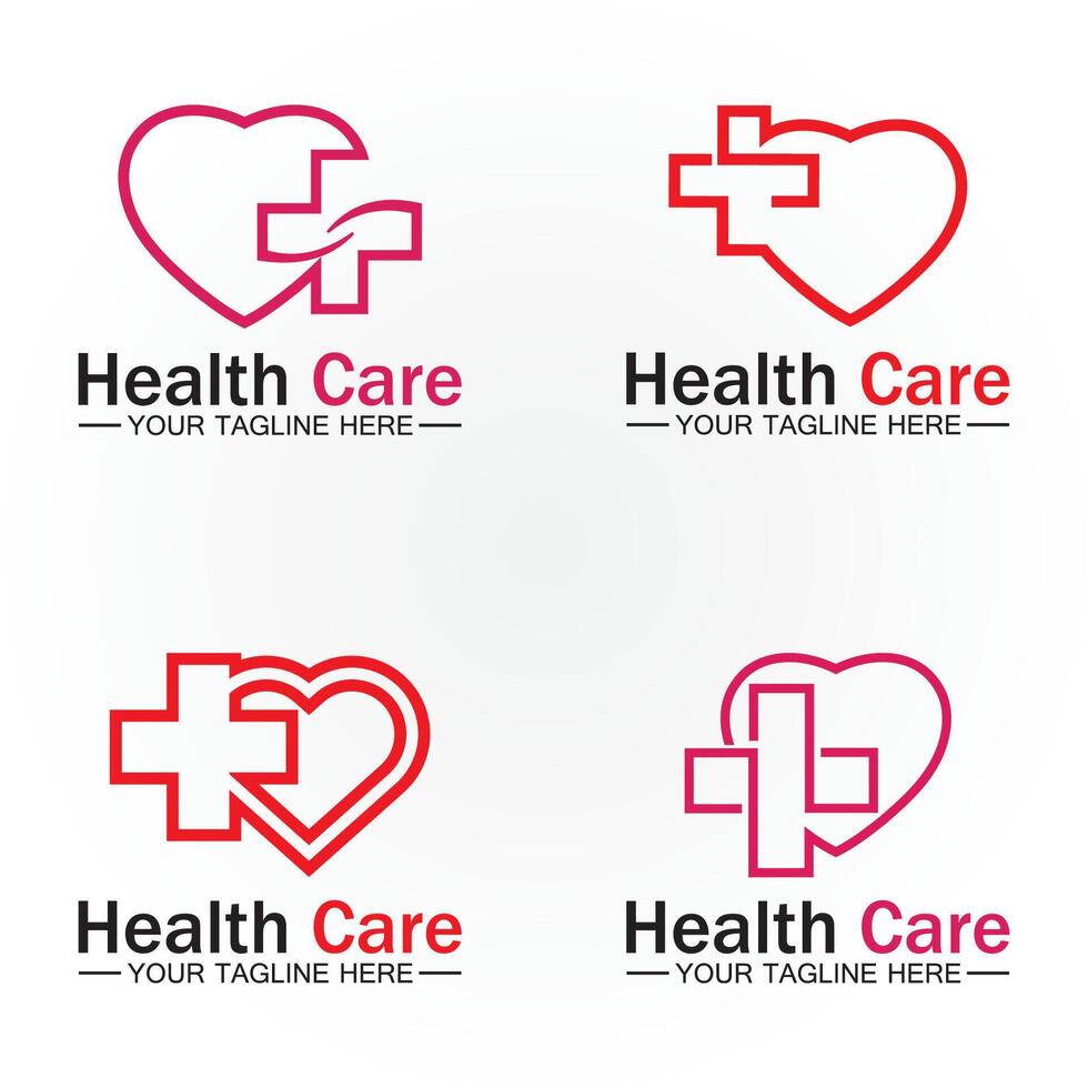 salud cuidado o médico corazón logo diseño modelo vector