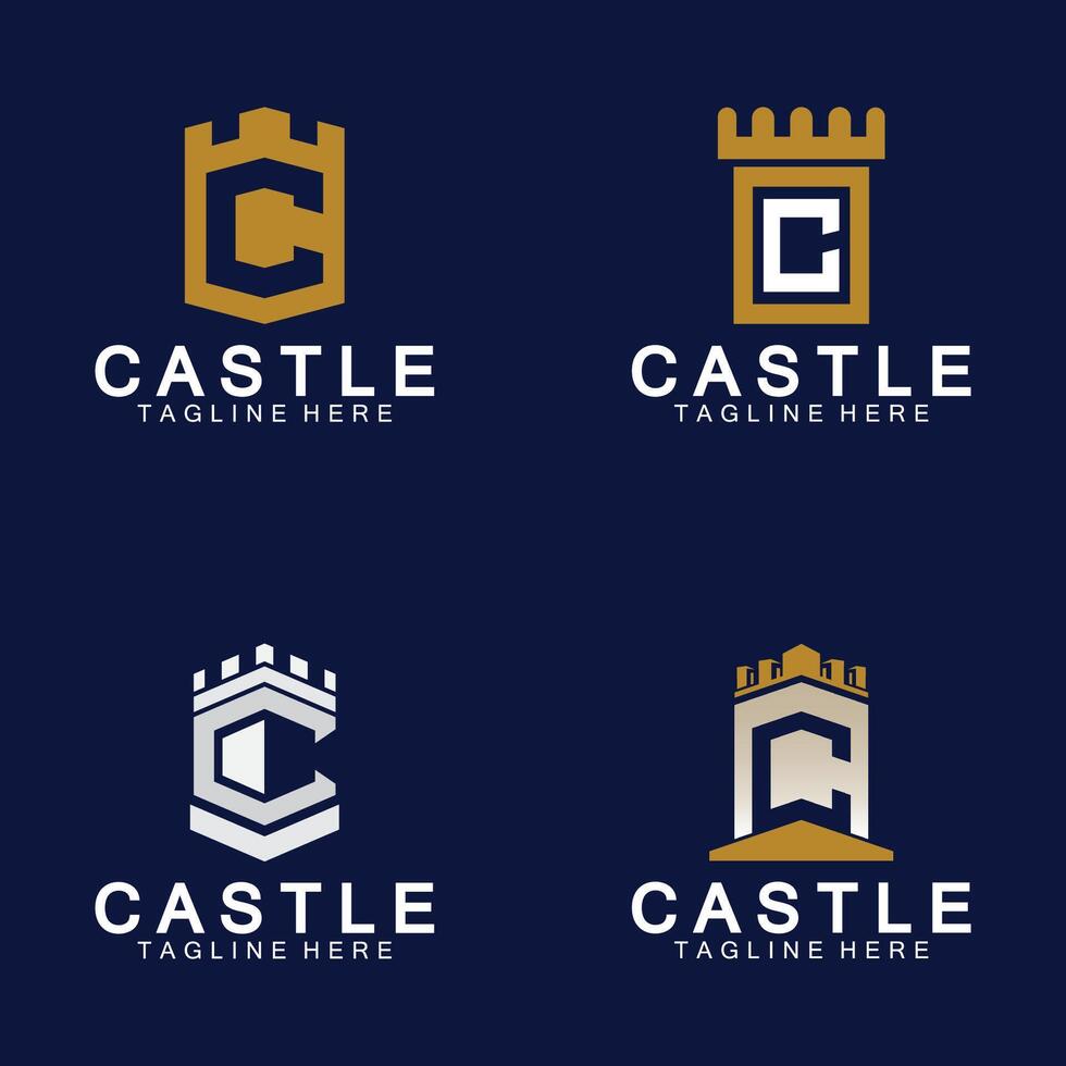 Letter c castle logo icon design template vector