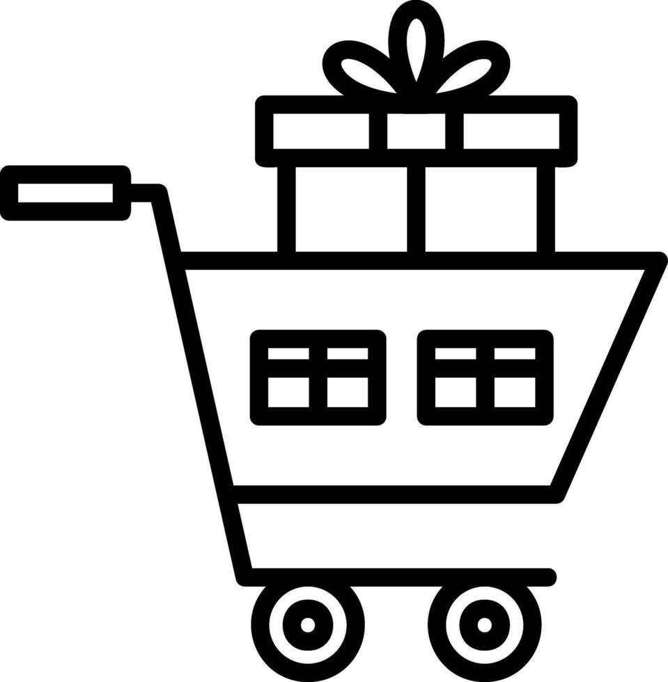 Shopping Cart with Gifts Vector Icon Design