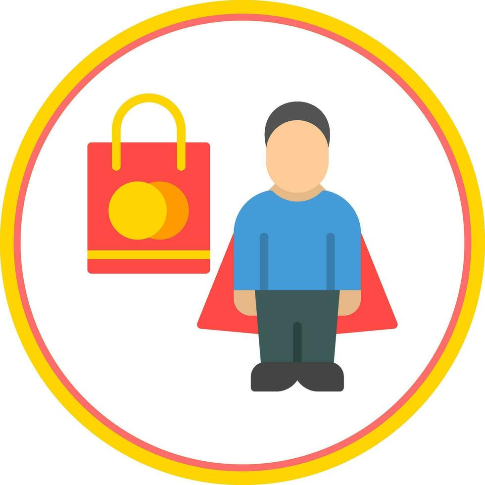 Shopping Superhero Vector Icon Design