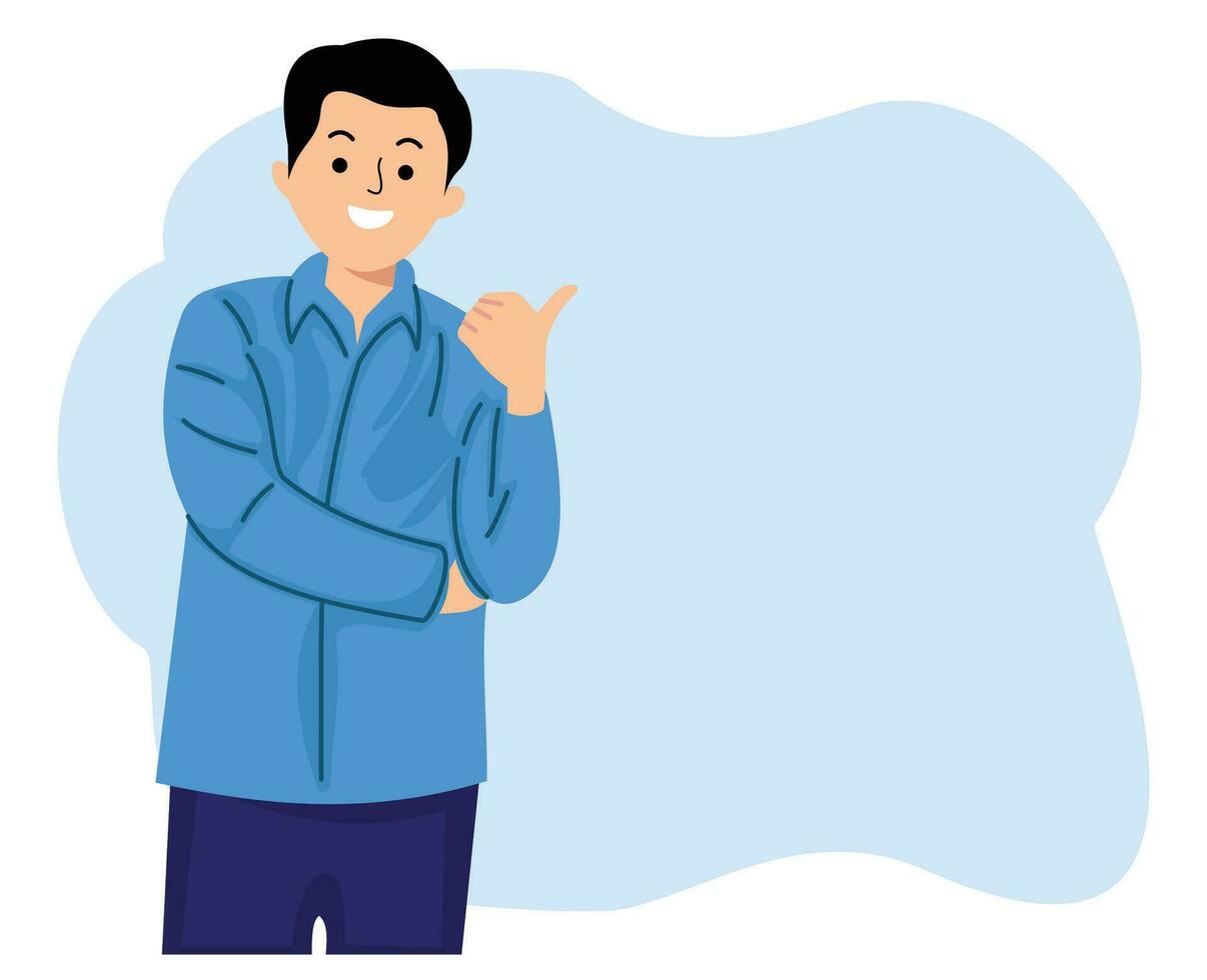 portrait of cheerful businessman pointing at copy space for advertising vector