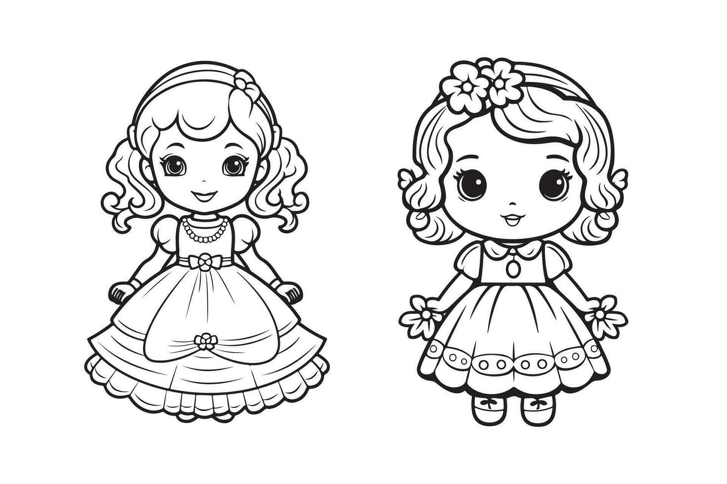 Best Printable Coloring Pages for Kids, Coloring Pages with Girls Characters vector