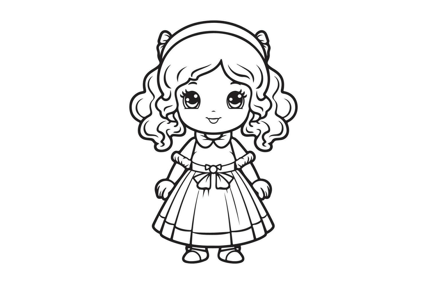 Best Printable Coloring Pages for Kids, Coloring Pages with Girls Characters vector