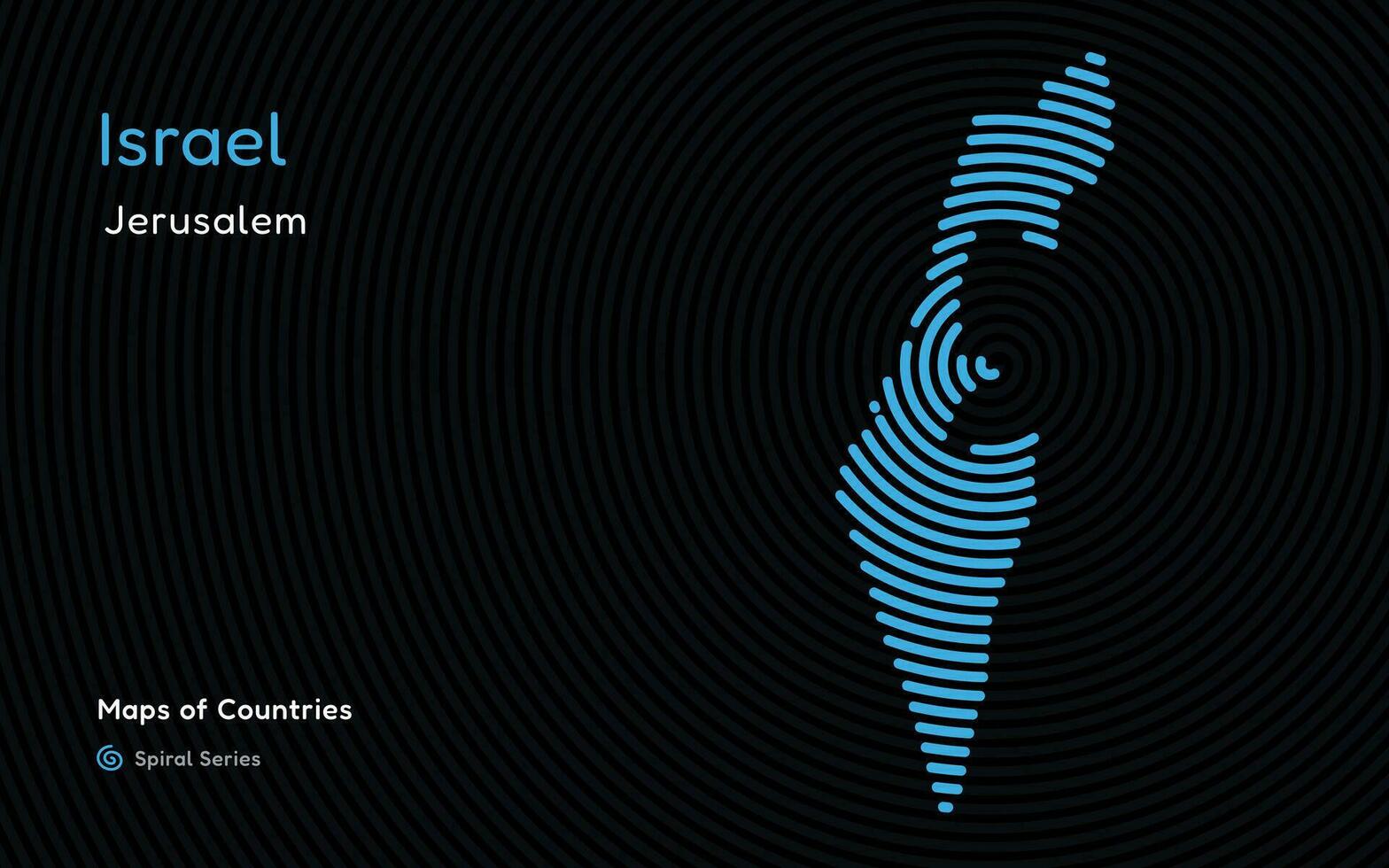 Creative map of Israel. Political map. Capital Jerusalem. World Countries vector maps series. Spiral fingerprint series