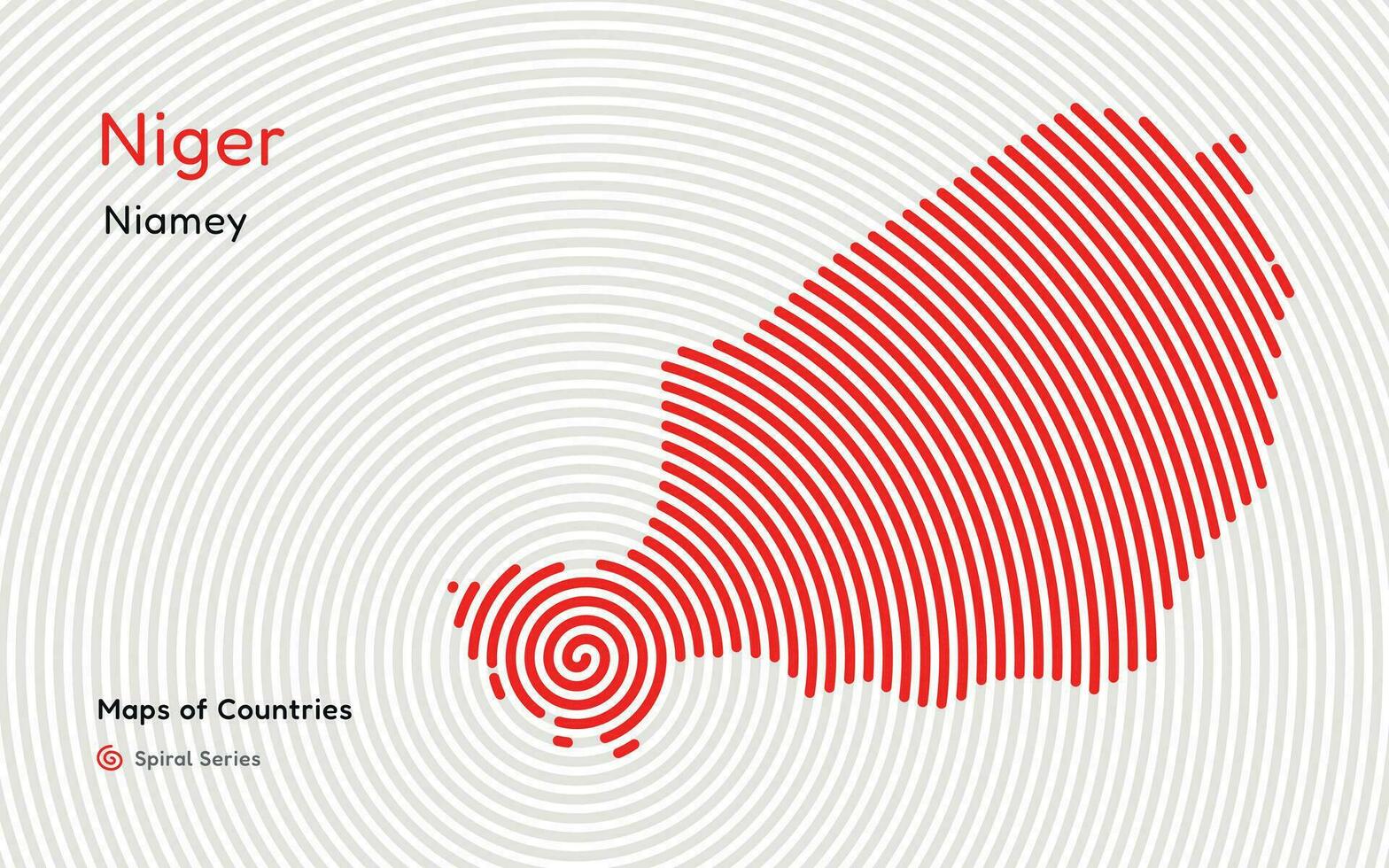 Creative map of Niger, Political map. Niamey Capital. World Countries vector maps series. Spiral, fingerprint series