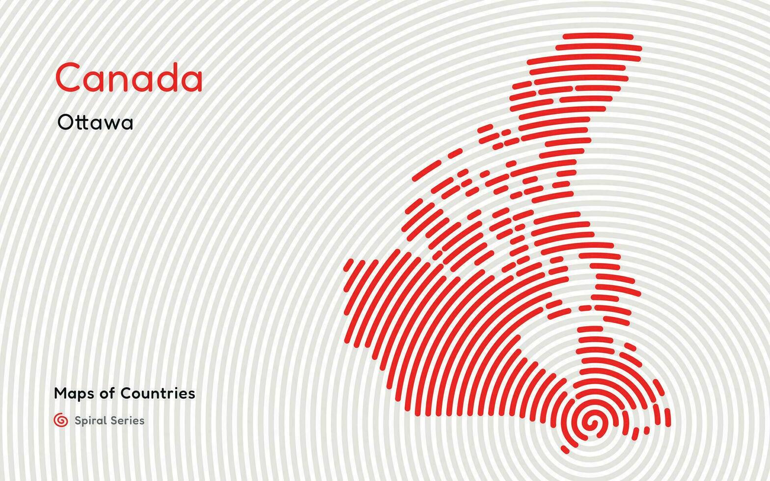 vector resumen mapa de Canadá con un circular forma y un huella dactilar