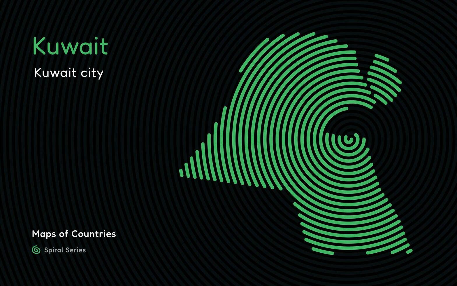 creativo mapa de Kuwait, político mapa. Kuwait ciudad. capital. mundo países vector mapas serie. espiral, huella dactilar serie