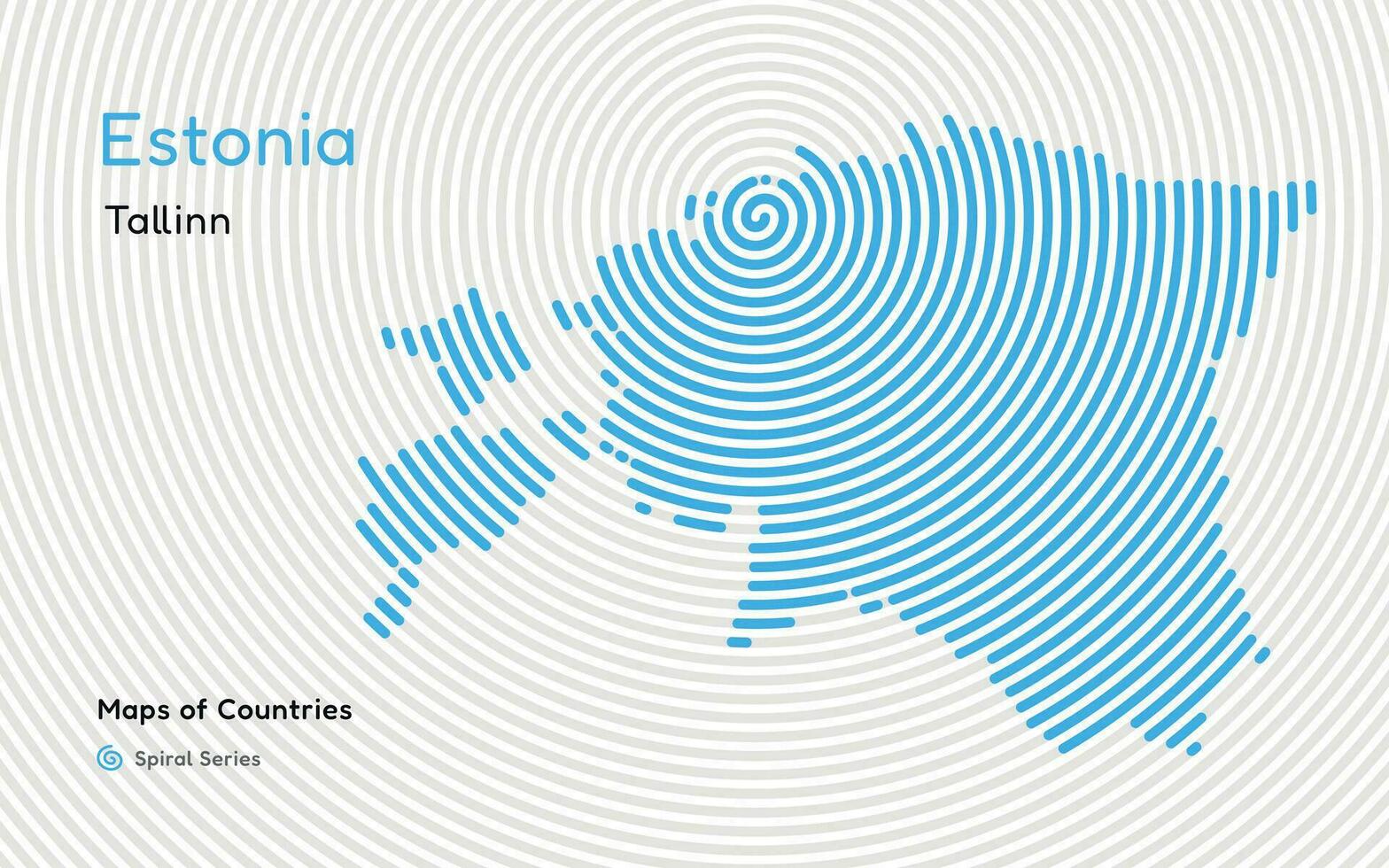 Creative map of Estonia. Political map. Capital Tallinn. World Countries vector maps series. Spiral fingerprint series