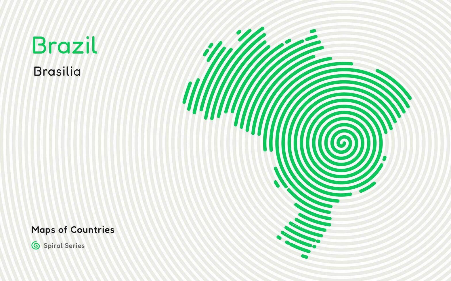 Creative map of Brazil. Political map. Brasilia. Capital. World Countries vector maps series. Spiral fingerprint series
