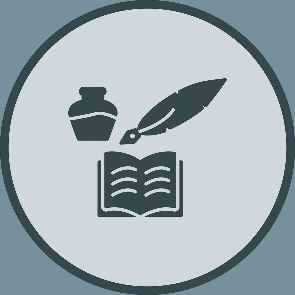 icono de vector de pluma y libro único