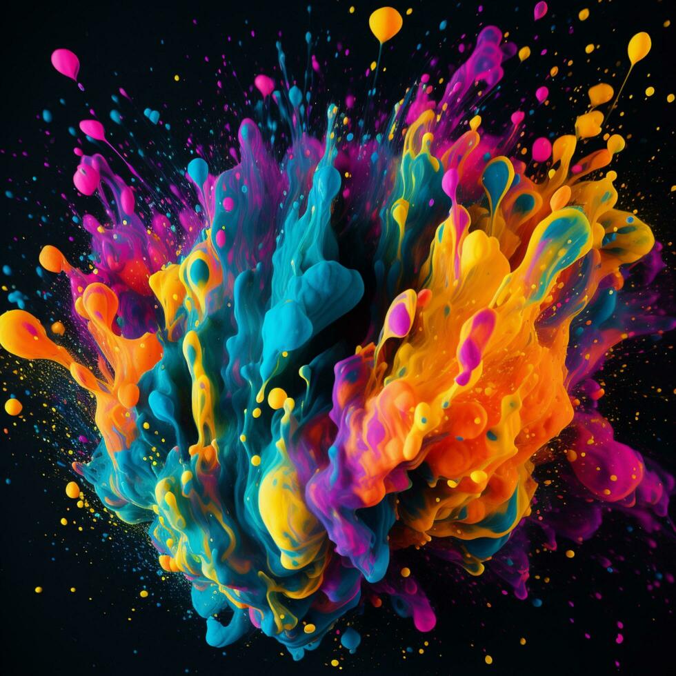 3d splash rainbow smoke paint on background photo