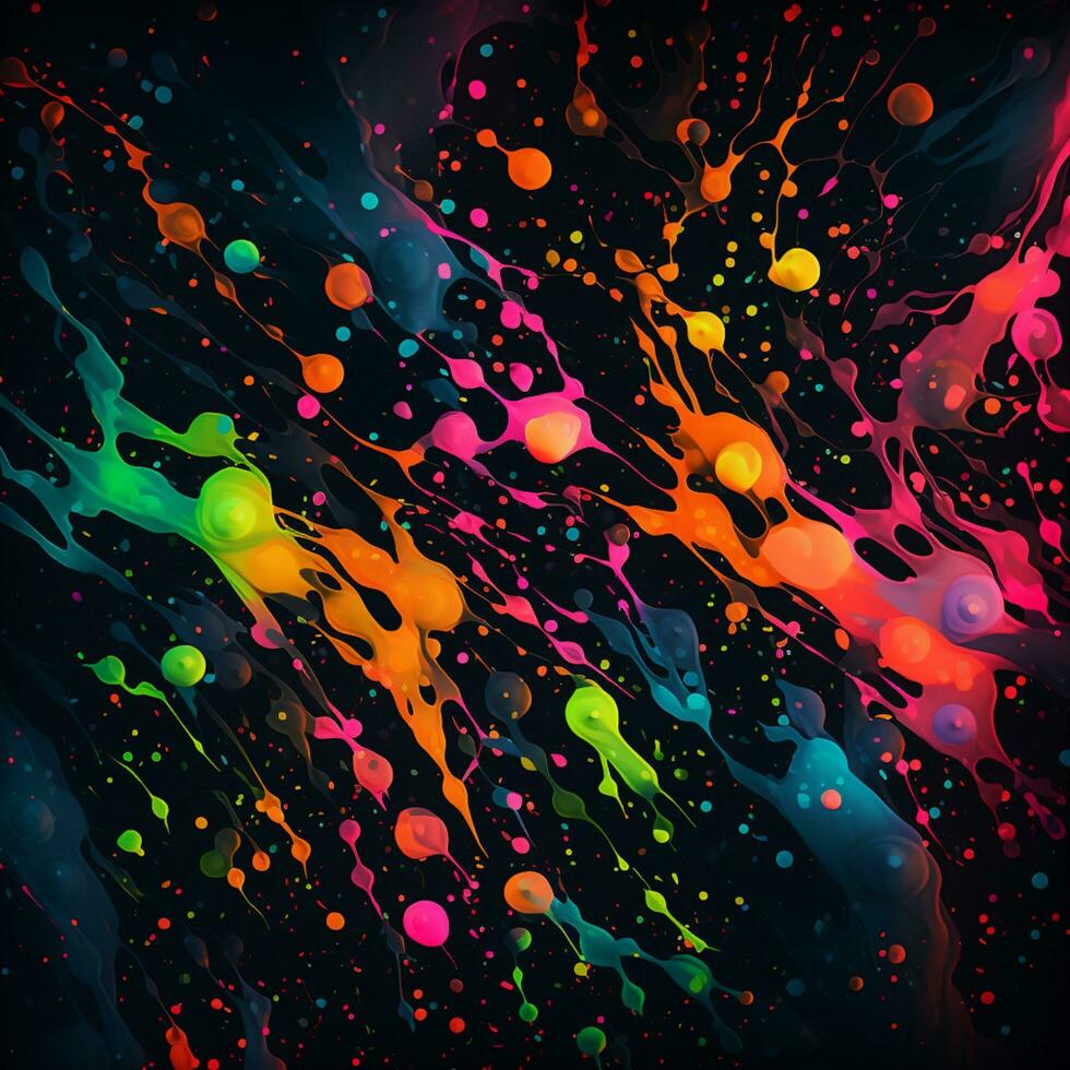 splash rainbow paint color on black background photo