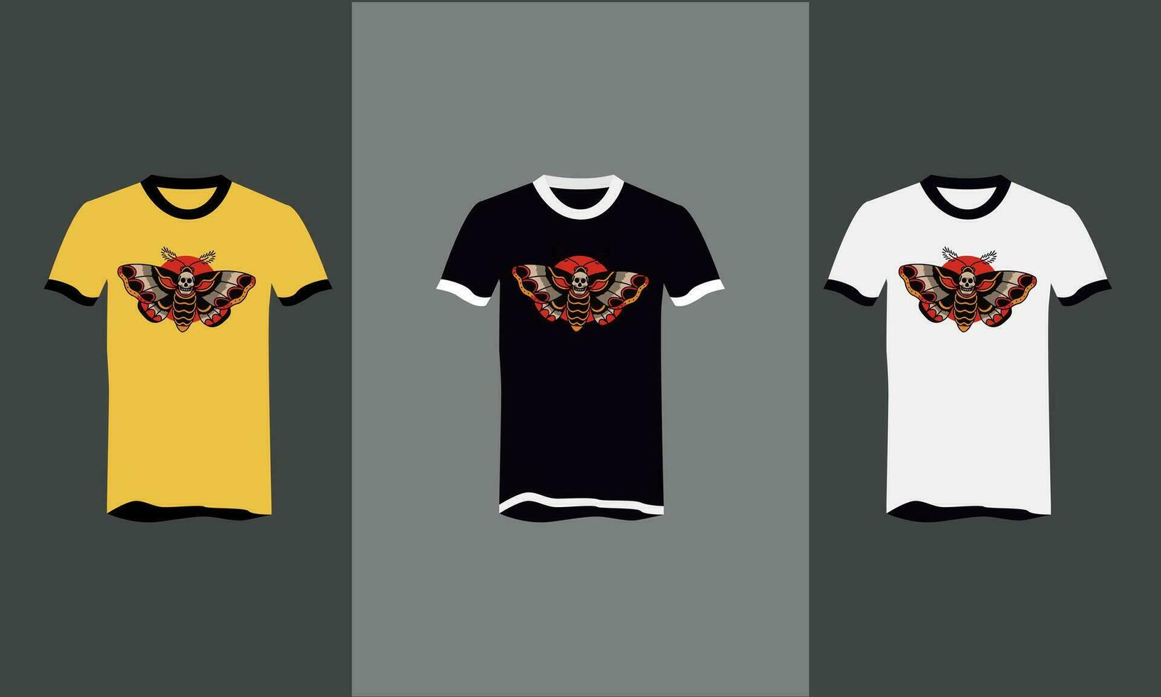 mariposa y cabeza cráneo vector t camisa diseño