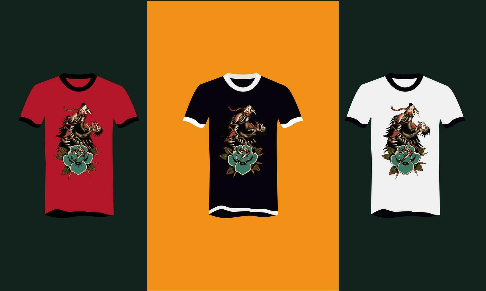 head wolf and flowers vector t shirt design
