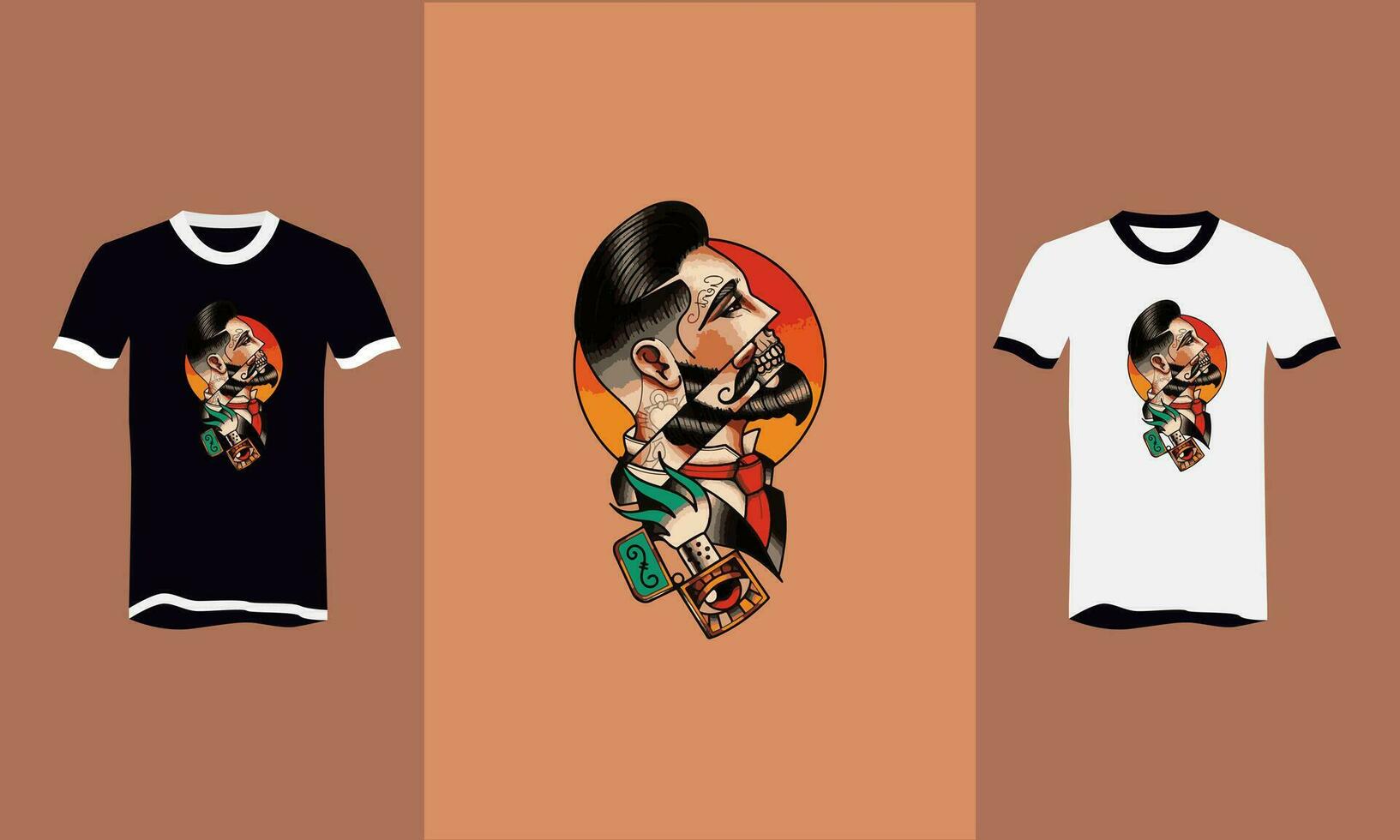 head man and flowers t shirt vector design