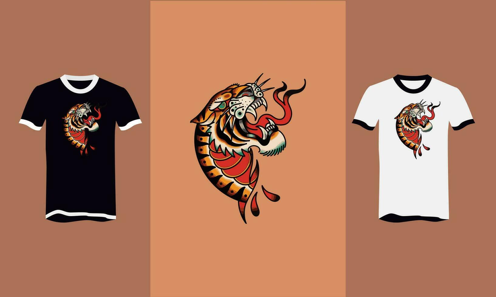 t shirt design of head tiger vector design