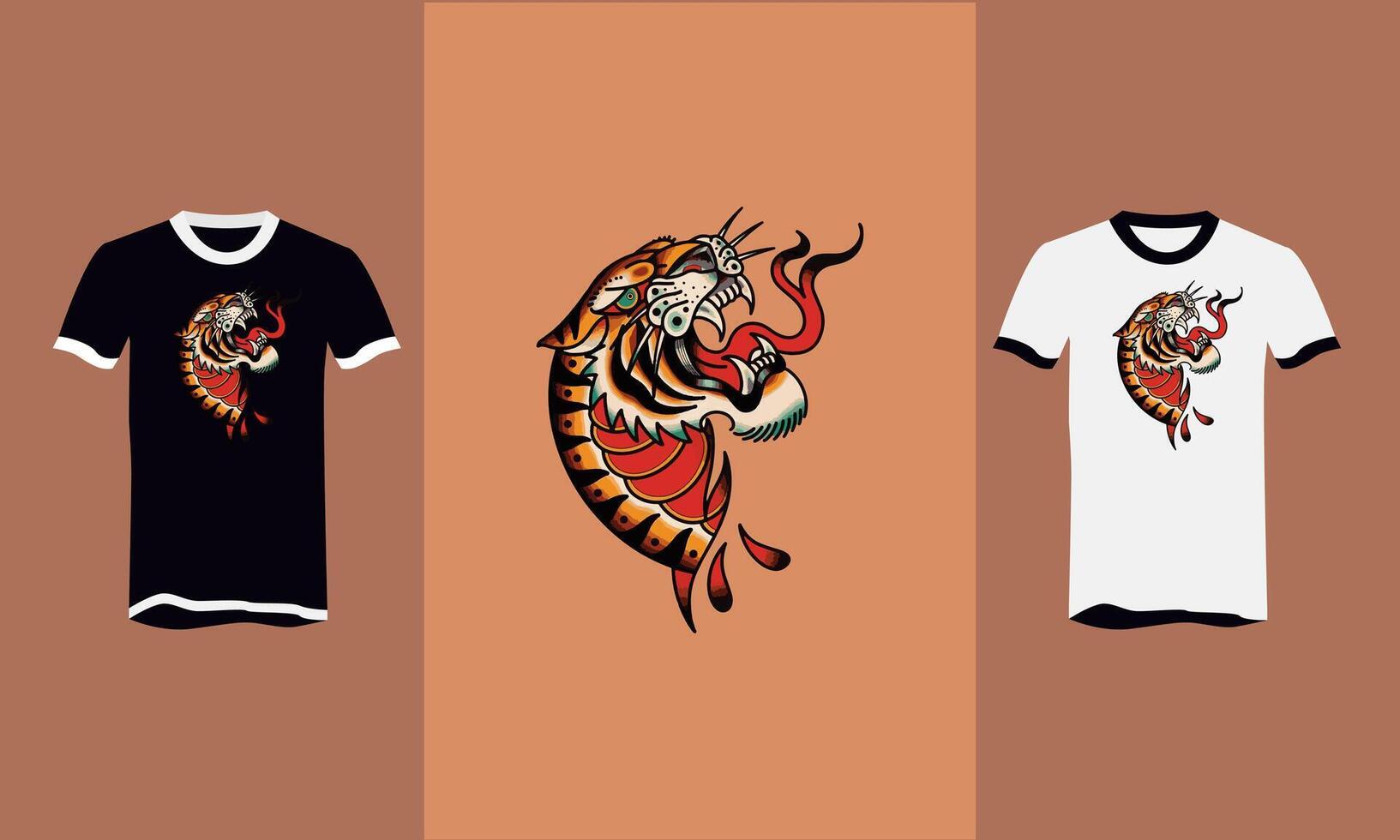 t shirt design of head tiger vector design